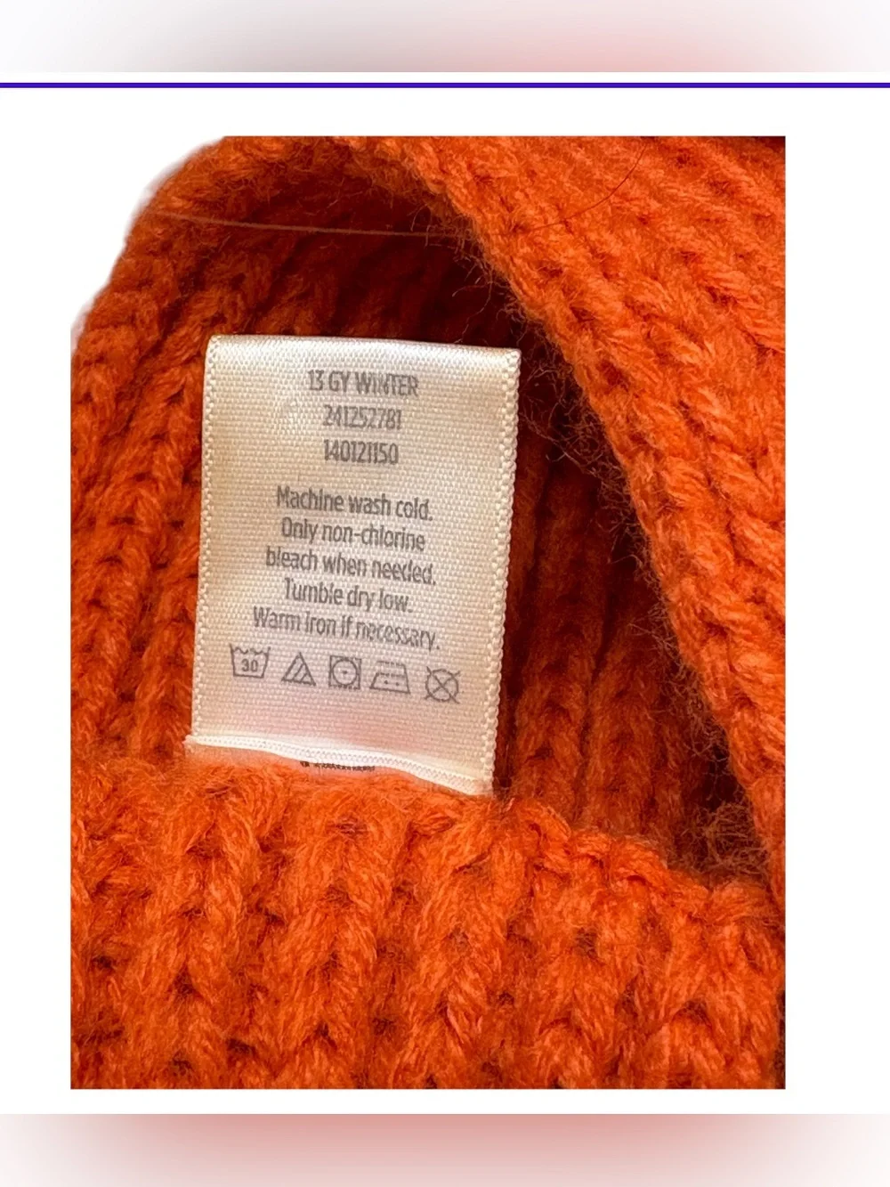 VTG Gymboree 2013 Color Happy Orange Knit Ear Warmer Headband Pink Pom Pom